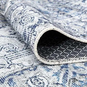 Bloom Rugs Washable Non-Slip Runner in Blue/Gray - 10 ft