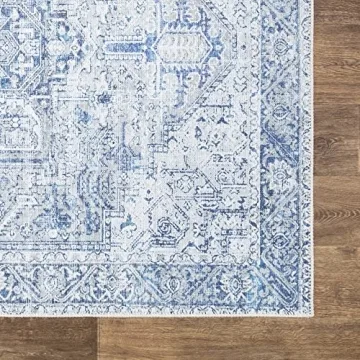 Bloom Rugs Washable Non-Slip Runner in Blue/Gray - 10 ft