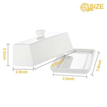 Butter Dish with Lid,WERTIOO Butter Dish With Lid for Countertop,7.6" x 3.3" Butter Tray,Butter Hold...