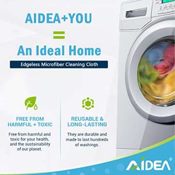 AIDEA Microfiber Cleaning Cloths, 8PK, All Purpose Cleaning Towels, Soft Absorbent Cleaning Rags Kitchen Towels, Lint Free Dusting Cloth for House, Kitchen, Car, Window, 12"×12"