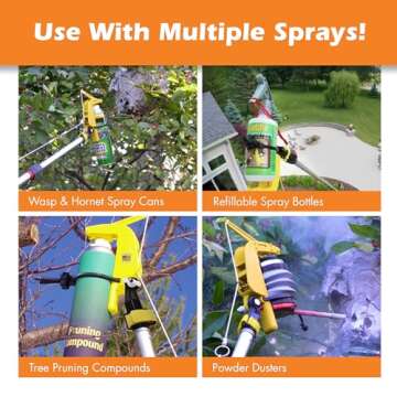 Gotcha Sprayer Pro Extension Pole Adaptor. Spray Aerosol Cans, Our Powder Duster, and Our Spray Bottle from an Extension Pole (All Sold Separately)