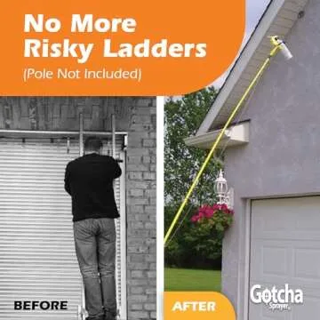 Gotcha Sprayer Pro Extension Pole Adaptor. Spray Aerosol Cans, Our Powder Duster, and Our Spray Bottle from an Extension Pole (All Sold Separately)