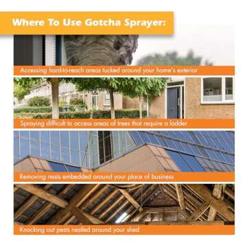 Gotcha Sprayer Pro Extension Pole Adaptor. Spray Aerosol Cans, Our Powder Duster, and Our Spray Bottle from an Extension Pole (All Sold Separately)