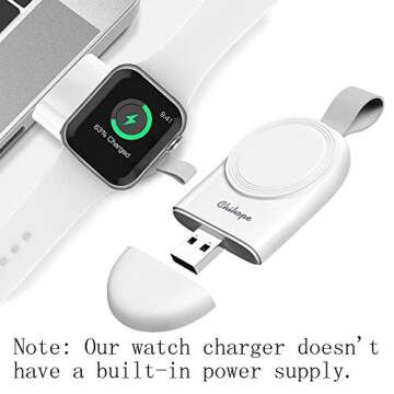 Charger for Apple Watch, ChiHope Magnetic Portable Wireless Charger for iWatch Compatible for Apple Watch Series SE2 SE1 8 7 6 5 4 3 2 1 44mm 42mm 40mm 38mm (White)