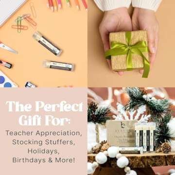 4 Pack Organic Vanilla Bean & Honey Lip Balm - Natural Lip Moisturizer Gifts for Men, Women & Kids