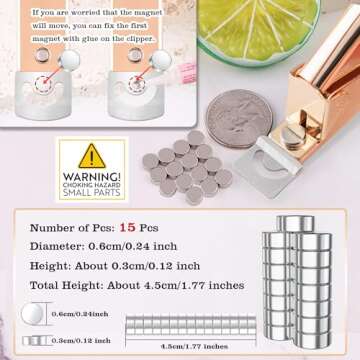 Gold Premium Nail Clippers with Magnets Sizers for Acrylic Nails, Artificial Fake Nail False Nail Ti...