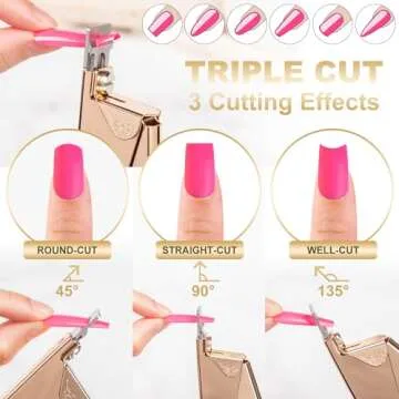 Gold Premium Nail Clippers with Magnets Sizers for Acrylic Nails, Artificial Fake Nail False Nail Tip Cutter Trimmer Manicure Pedicure Sharp Blade Clip Tool for Salon Home Art Beauty