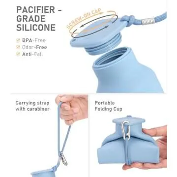 TakeToday Collapsible Water Bottles 20 oz, Leak Proof, BPA Free Foldable Silicone Travel Water Bottle Cups for Taveling, Outdoors, On the go, Warm Blue