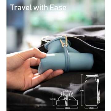 TakeToday Collapsible Water Bottles 20 oz, Leak Proof, BPA Free Foldable Silicone Travel Water Bottle Cups for Taveling, Outdoors, On the go, Warm Blue