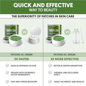 KINPUR ORGANIC COSMETICS Green Tea Under Eye Patches for Wrinkles and Eye Bags - Eye Masks for Dark Circles and Puffiness with Collagen, Hyaluronic Acid - Under Eye Mask for All Skin Types, 30 Pairs