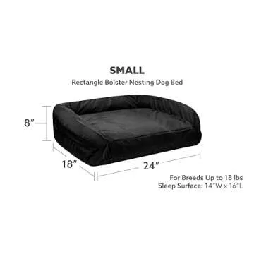 K9 Ballistics Tough Bolster Nesting Pillow Small Sofa Dog Bed with Removable Washable Cover - Durabl...