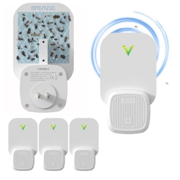 VEYOFLY Indoor Fly Trap - 4 Devices & 12 Refills for a Bug-Free Home