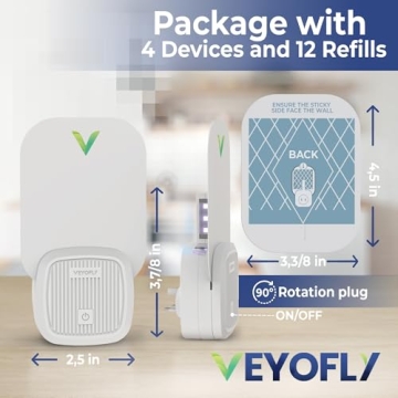 VEYOFLY Indoor Fly Trap 4 Devices 12 Refills Bug-Free Home