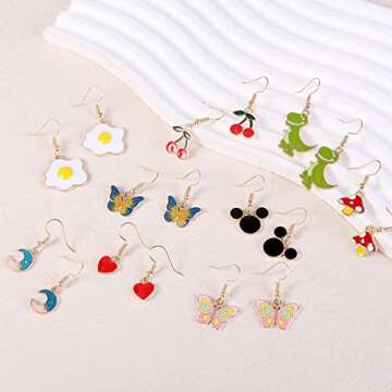 36 Pairs Cute Weird Fun Earrings for Teen Girls Unique Funky Cool Dangle Earrings Set for Women Multipack