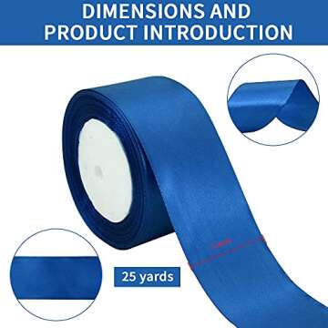 TONIFUL 2 Inch x 25 Yards Wide Royal Blue Satin Ribbon Solid Fabric Ribbons Roll for Valentine's Day...