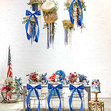 TONIFUL Royal Blue Satin Ribbon for Crafts and Decorations