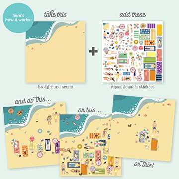 Sticker & Chill Sticker Book for Adults – 700+ Repositionable Colorful Clings Create Designs on 10 Spiral Bound Scene Pages – Easy, Fun & Stress Relieving Relaxation Activity – Wanderlust Series