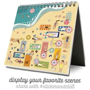 Sticker & Chill Sticker Book for Adults – 700+ Repositionable Colorful Clings Create Designs on 10 Spiral Bound Scene Pages – Easy, Fun & Stress Relieving Relaxation Activity – Wanderlust Series