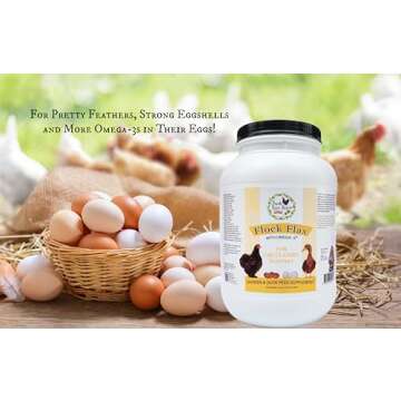 Fresh Eggs Daily Flock Flax Feed Supplement Vitamins for Backyard Chickens and Ducks 4LB