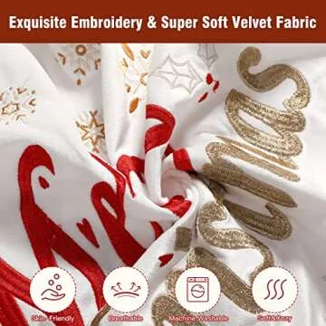 Lanieney Decorative Throw Pillow Covers 18x18 Set of 2 Farmhouse Velvet Embroidery Tree Cushion Cover with Pom Poms Holiday Pillowcase for Livingroom Sofa Couch