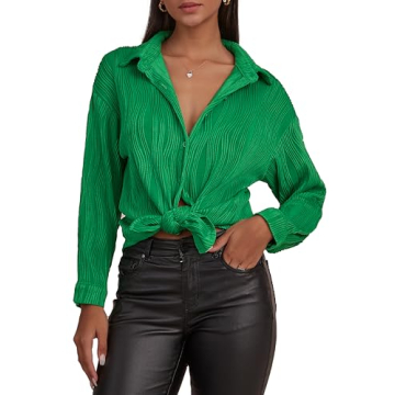 CHYRII Women's Elegant Wave Textured Long Sleeve Shirt for Versatile Fashion