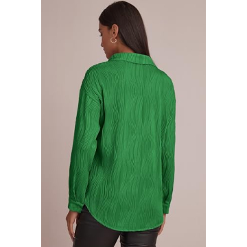 CHYRII Women's Textured Long Sleeve Button Down Shirt