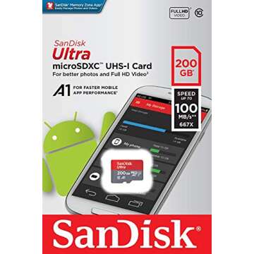 [Older Version] SanDisk 200GB Ultra microSDXC UHS-I Memory Card with Adapter - 100MB/s, C10, U1, Ful...