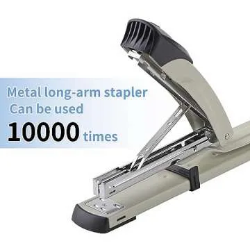 Craftinova Long Reach Stapler,with 2000 Staples & Stapler Remover Full Strip，20-25 Sheet Capacity,with Built-in Ruler and Adjustable Locking Paper Guide, Gray