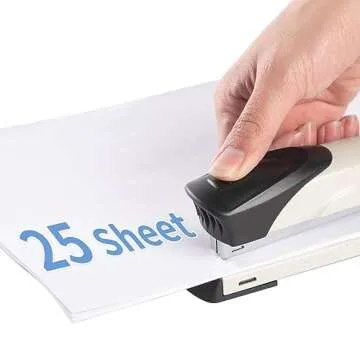 Craftinova Long Reach Stapler,with 2000 Staples & Stapler Remover Full Strip，20-25 Sheet Capacity,with Built-in Ruler and Adjustable Locking Paper Guide, Gray