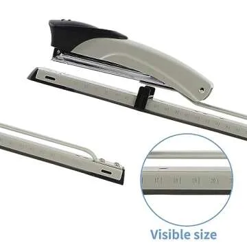 Craftinova Long Reach Stapler,with 2000 Staples & Stapler Remover Full Strip，20-25 Sheet Capacity,with Built-in Ruler and Adjustable Locking Paper Guide, Gray