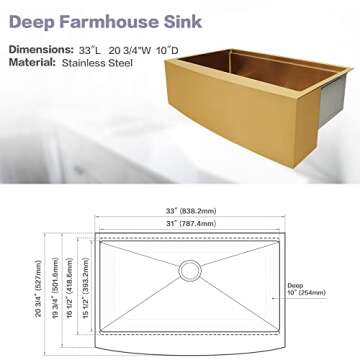 MONSINTA Gold Farmhouse Sink: Elegant & Durable Design