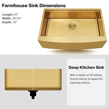MONSINTA Gold Farmhouse Sink: Elegant & Durable Design