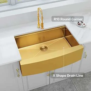 MONSINTA Gold Farmhouse Sink: Elegant & Durable Design