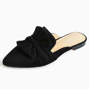 MUSSHOE Mules for Woman Comfortable Black Mules for Women Pointed Toe Flats Slip On Womens Mules Fla...