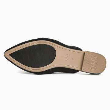 MUSSHOE Mules for Woman Comfortable Black Mules for Women Pointed Toe Flats Slip On Womens Mules Flats Bow Mules for Women Backless Loafers for Women 7