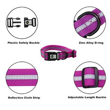 NIMBLE Dog Collar Waterproof Pet Collars Anti-Odor Durable Adjustable PVC & Polyester Soft with Refl...