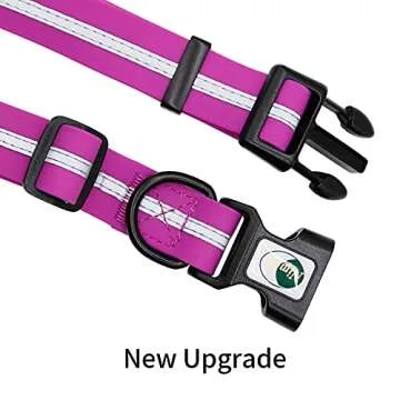 NIMBLE Dog Collar Waterproof Pet Collars Anti-Odor Durable Adjustable PVC & Polyester Soft with Reflective Cloth Stripe Basic Dog Collars S/M/L Sizes (Large (15.35”-24.8”inches), Rose Purple)