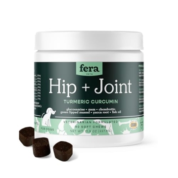 Fera Pet Organics Hip + Joint Supplement for Dogs - Vet Created - Soft & Chewy Dog Joint Supplement ...