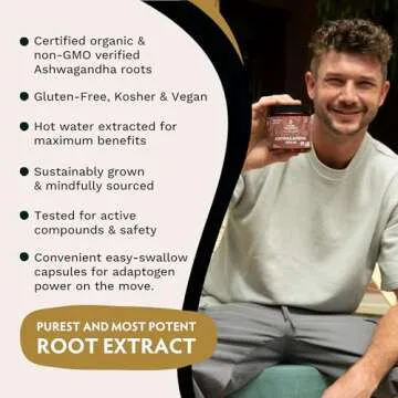 TRIBE ORGANICS Vegan Ashwagandha KSM 66 Pure Organic Root Powder Extract Ayurvedic Supplement - Focus Mood Support Increase Energy Strength 600mg of Natural KSM66 for Superior Absorption - 90 Capsules