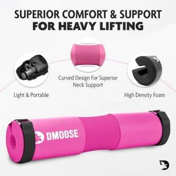 DMoose Barbell Pad, Relief Pressure from Neck, Shoulder, & Provide Lower Back Support, Non-Slip EVA Foam Squat Pad with Safety Straps, Hip Thrust Pad for Squats, Lunges - For Standard & Olympic Bars