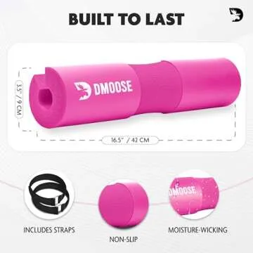 DMoose Barbell Pad, Relief Pressure from Neck, Shoulder, & Provide Lower Back Support, Non-Slip EVA Foam Squat Pad with Safety Straps, Hip Thrust Pad for Squats, Lunges - For Standard & Olympic Bars