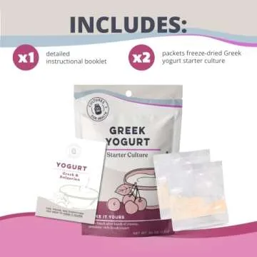 Cultures for Health Greek Yogurt Starter Culture | 2 Packets Dehydrated Heirloom Style DIY Probiotic Yogurt | Delicious for Smoothies, Granola and Berries, Tzatziki, Soup, & Other Healthy Snacks