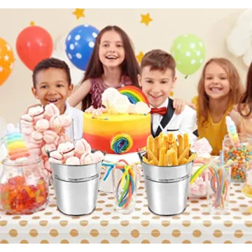 12 Sturdy Metal Buckets with Chalkboard Stickers for Events