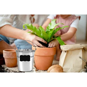 12 Sturdy Metal Buckets with Chalkboard Stickers for Events