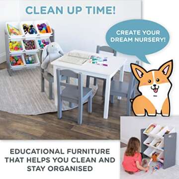 Humble Crew, Grey/White Toy Organizer, 9 Bin Storage, 24" Tall