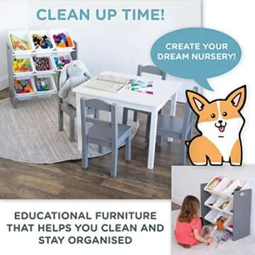 Humble Crew Grey/White Toy Organizer with 9 Bins