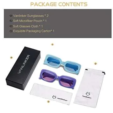 VANLINKER Stylish Rectangle Sunglasses for Women