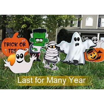 10PCS Yard Signs Halloween Props Pumpkin Ghost Monster Stakes for Decorations Outdoor Lawn Decor