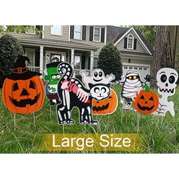 10PCS Yard Signs Halloween Props Pumpkin Ghost Monster Stakes for Decorations Outdoor Lawn Decor