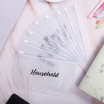 SKYDUE Budget Binder, Money Saving Binder with Zipper Envelopes, Cash Envelopes and Expense Budget Sheets for Budgeting (White/Black)